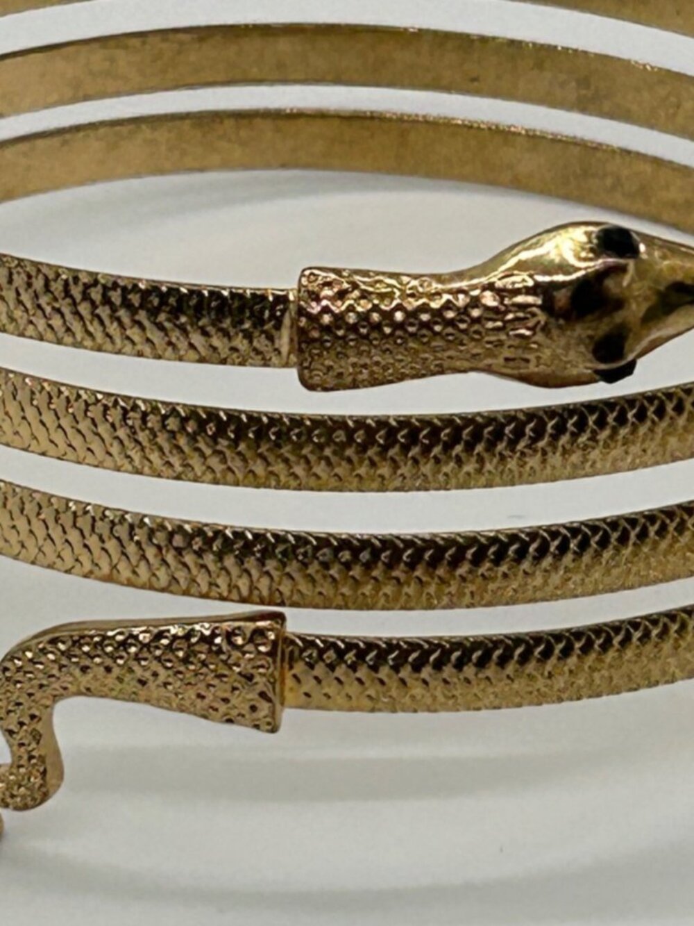 Gold-tone Snake Arm Cuff Spiral Wrap Bracelet Cleopatra Egyptian Medusa Costume - Picture 3 of 12